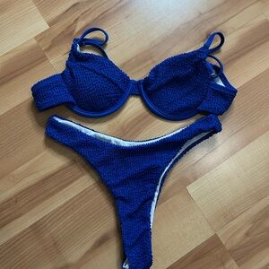 Blue Textured Bikini Set